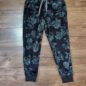 Lualroe black floral velvet jax joggers